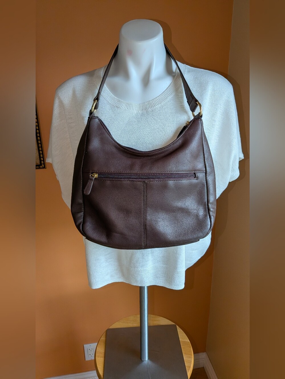 Vintage Giani Bernini Hobo Brown Leather Shoulder Bag